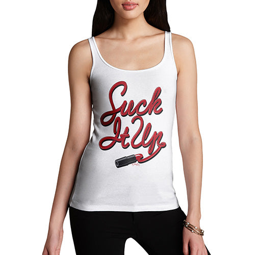 Womens Novelty Tank Top Suck It Up Lipstick Women's Tank Top X-Large White