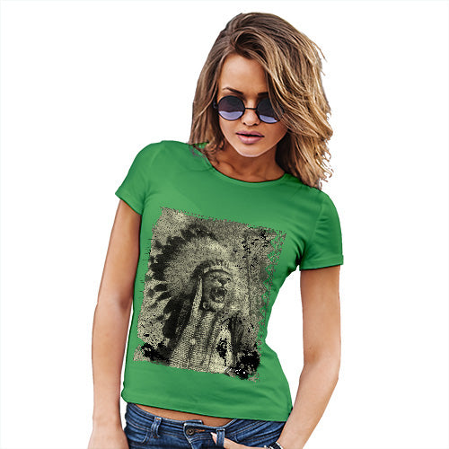 Funny Tshirts For Women Native American Lion Women's T-Shirt X-Large Green