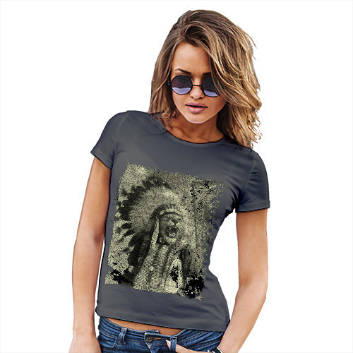 Funny T-Shirts For Women Native American Lion Women's T-Shirt X-Large Dark Grey