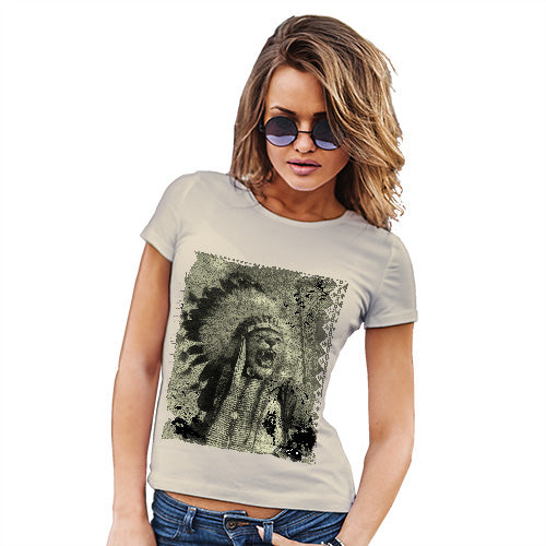 Womens T-Shirt Funny Geek Nerd Hilarious Joke Native American Lion Women's T-Shirt Small Natural