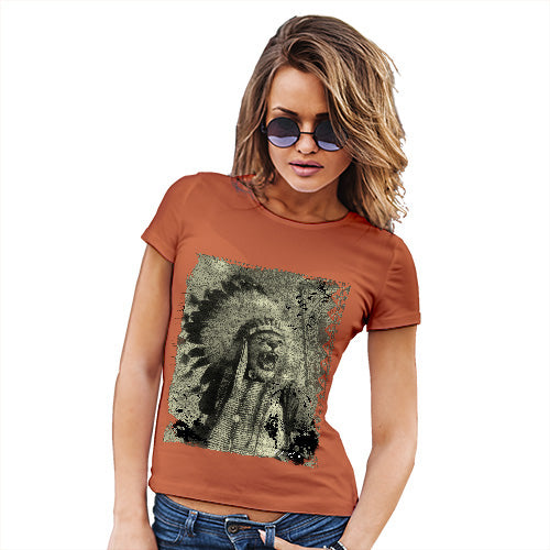 Funny Shirts For Women Native American Lion Women's T-Shirt Medium Orange