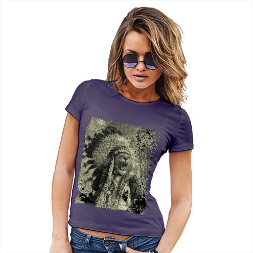 Funny T Shirts For Mum Native American Lion Women's T-Shirt Small Plum