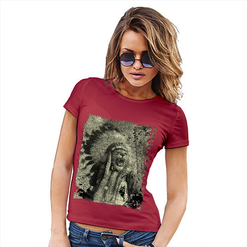 Funny T Shirts For Mom Native American Lion Women's T-Shirt Large Red