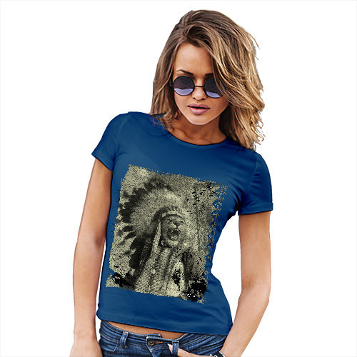 Womens Humor Novelty Graphic Funny T Shirt Native American Lion Women's T-Shirt Large Royal Blue