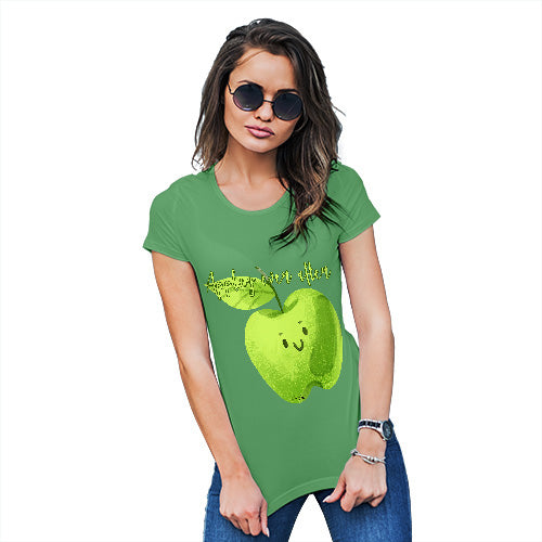 Womens Funny Tshirts Appley Ever After Women's T-Shirt Medium Green