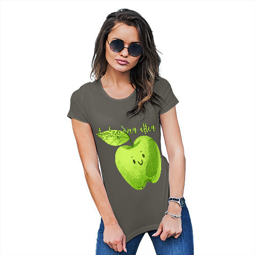 Womens Funny T Shirts Appley Ever After Women's T-Shirt Medium Khaki