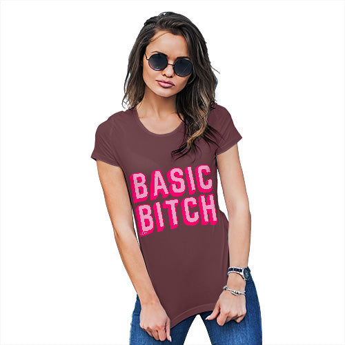 Funny T Shirts For Mum Basic B-tch Women's T-Shirt Small Burgundy