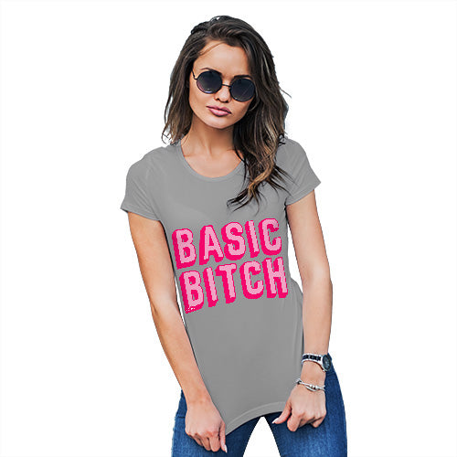 Funny T-Shirts For Women Basic B-tch Women's T-Shirt Large Light Grey