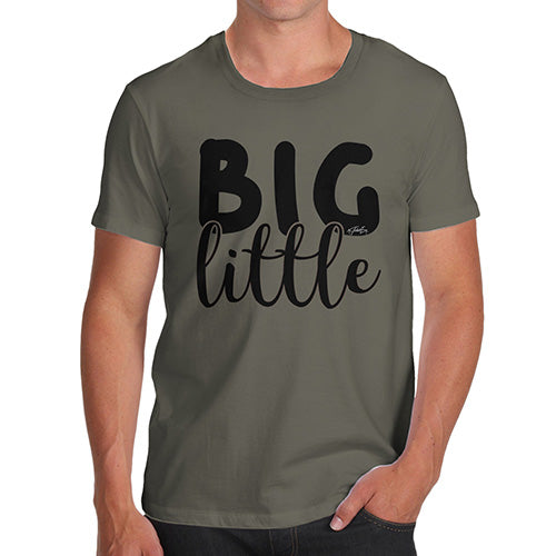 Novelty Tshirts Men Funny Big Little Men's T-Shirt Medium Khaki