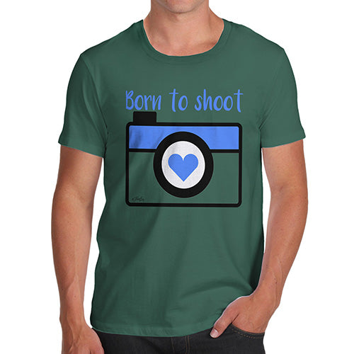 Novelty T Shirts For Dad Born To Shoot Camera Men's T-Shirt Small Bottle Green