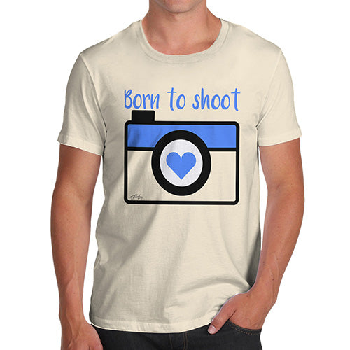 Funny T-Shirts For Guys Born To Shoot Camera Men's T-Shirt Medium Natural