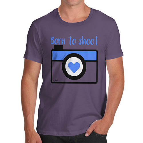 Novelty T Shirts For Dad Born To Shoot Camera Men's T-Shirt Small Plum