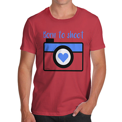 Funny Tee For Men Born To Shoot Camera Men's T-Shirt Large Red