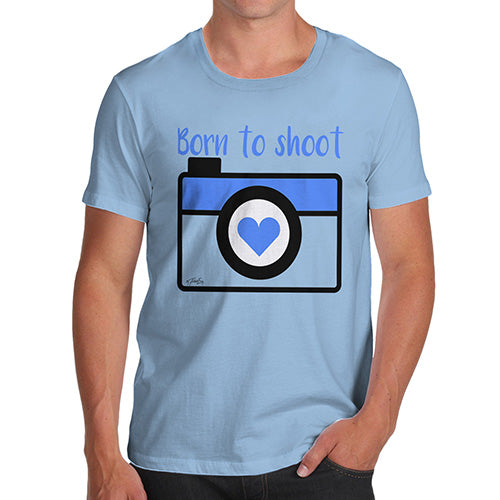 Funny Tshirts For Men Born To Shoot Camera Men's T-Shirt Large Sky Blue