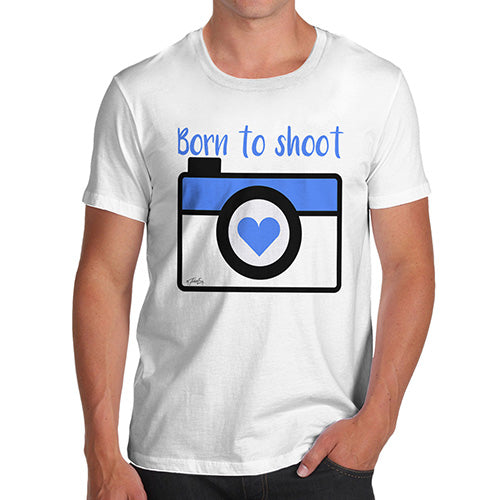 Funny T-Shirts For Guys Born To Shoot Camera Men's T-Shirt Small White