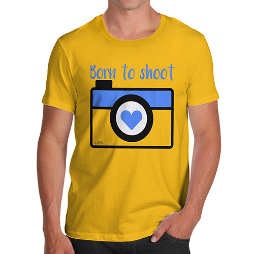 Funny T-Shirts For Men Sarcasm Born To Shoot Camera Men's T-Shirt Large Yellow