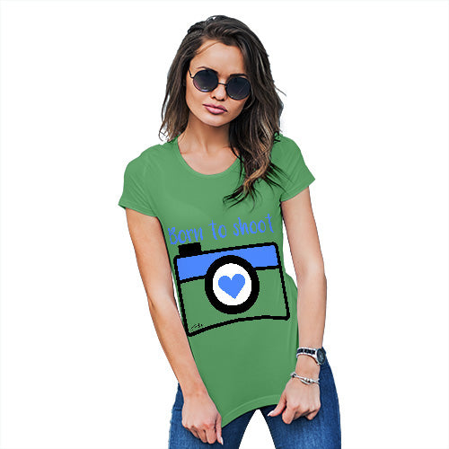 Womens Humor Novelty Graphic Funny T Shirt Born To Shoot Camera Women's T-Shirt X-Large Green
