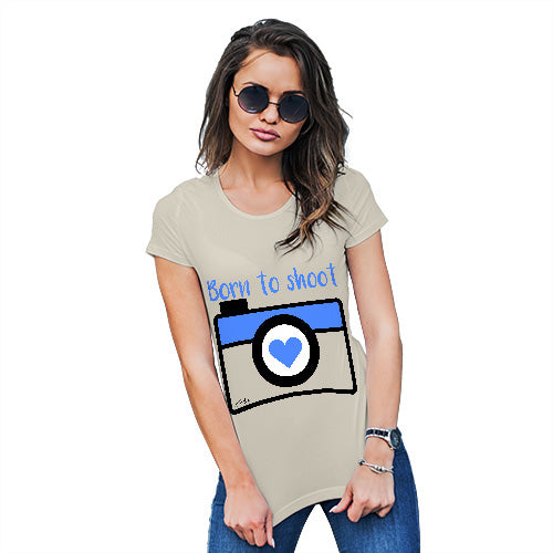 Funny T Shirts For Mum Born To Shoot Camera Women's T-Shirt Medium Natural