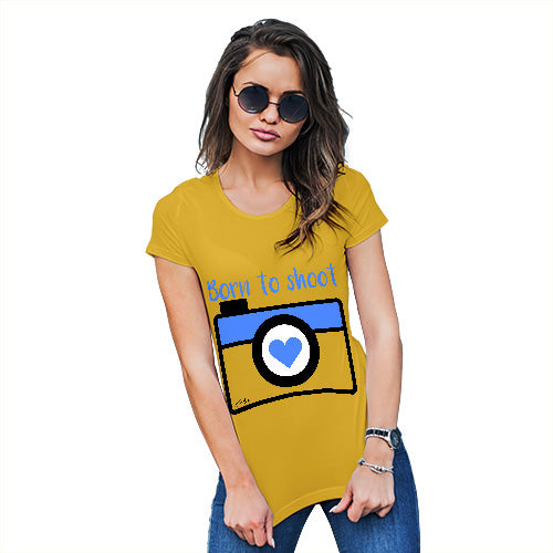 Funny Tshirts For Women Born To Shoot Camera Women's T-Shirt Large Yellow