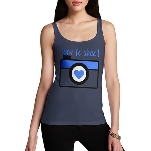 Womens Humor Novelty Graphic Funny Tank Top Born To Shoot Camera Women's Tank Top Large Navy