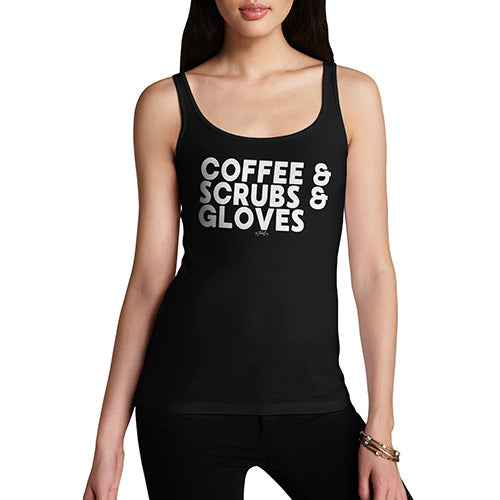 Funny Tank Top For Mom Coffee, Scrubs & Gloves Women's Tank Top Small Black