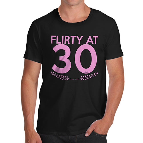 Mens Novelty T Shirt Christmas Flirty At Thirty Men's T-Shirt X-Large Black