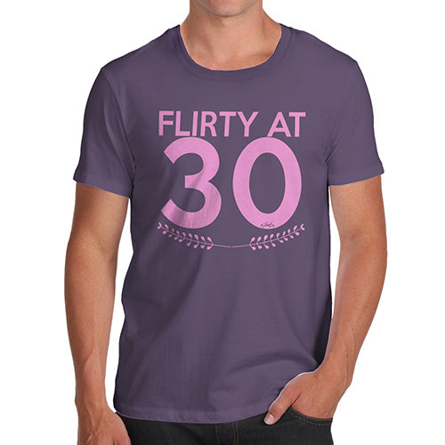 Funny T Shirts For Dad Flirty At Thirty Men's T-Shirt Large Plum
