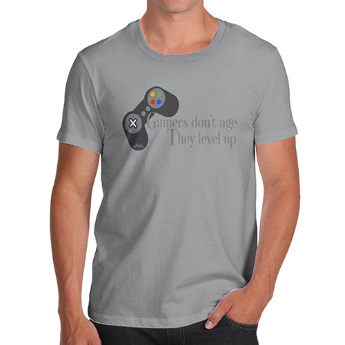 Funny Mens T Shirts Gamers Don't Age Men's T-Shirt Medium Light Grey