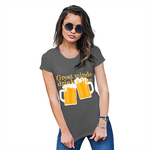Womens Funny T Shirts Great Minds Drink A Like Women's T-Shirt Large Dark Grey