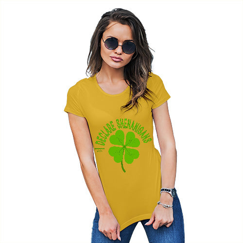 Womens Novelty T Shirt I Declare Shenanigans Women's T-Shirt X-Large Yellow