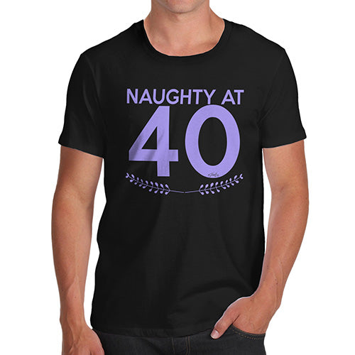 Mens Novelty T Shirt Christmas Naughty At Forty Men's T-Shirt Small Black