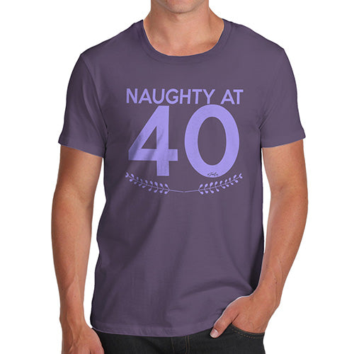 Funny Tshirts For Men Naughty At Forty Men's T-Shirt Large Plum