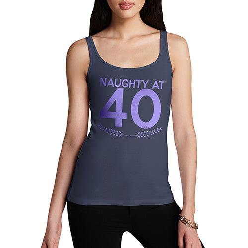 Novelty Tank Top Women Naughty At Forty Women's Tank Top Small Navy