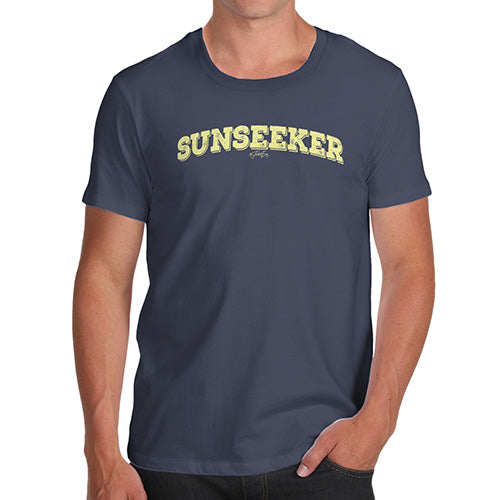 Mens Novelty T Shirt Christmas Sunseeker Men's T-Shirt Large Navy