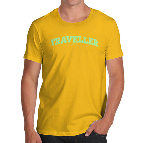 Funny Mens T Shirts Traveller Men's T-Shirt Medium Yellow