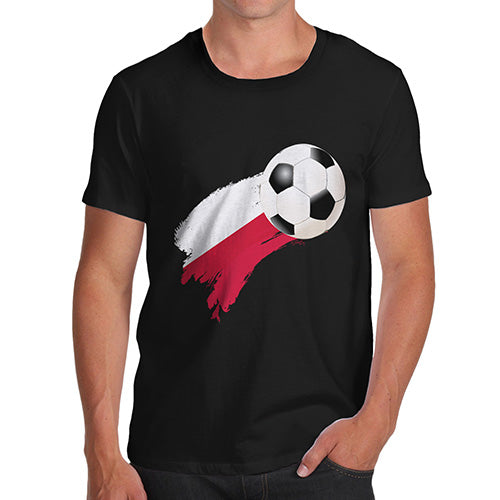 Novelty Tshirts Men Funny Poland Football Soccer Flag Paint Splat Men's T-Shirt Small Black