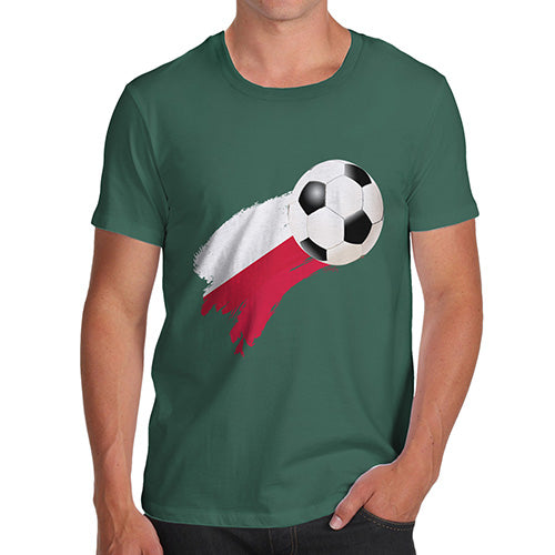 Novelty Tshirts Men Poland Football Soccer Flag Paint Splat Men's T-Shirt Medium Bottle Green