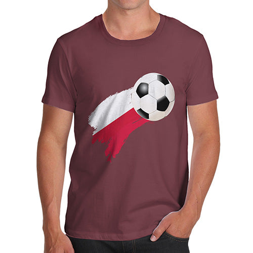 Mens Novelty T Shirt Christmas Poland Football Soccer Flag Paint Splat Men's T-Shirt Medium Burgundy