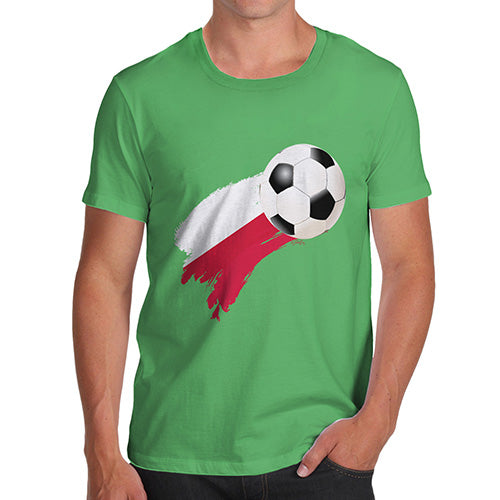Mens T-Shirt Funny Geek Nerd Hilarious Joke Poland Football Soccer Flag Paint Splat Men's T-Shirt Medium Green
