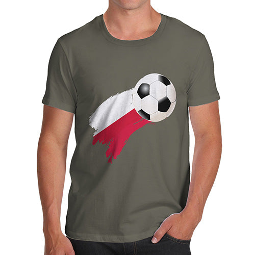 Funny Gifts For Men Poland Football Soccer Flag Paint Splat Men's T-Shirt Medium Khaki