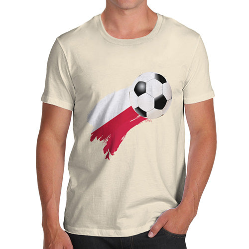 Mens T-Shirt Funny Geek Nerd Hilarious Joke Poland Football Soccer Flag Paint Splat Men's T-Shirt Large Natural