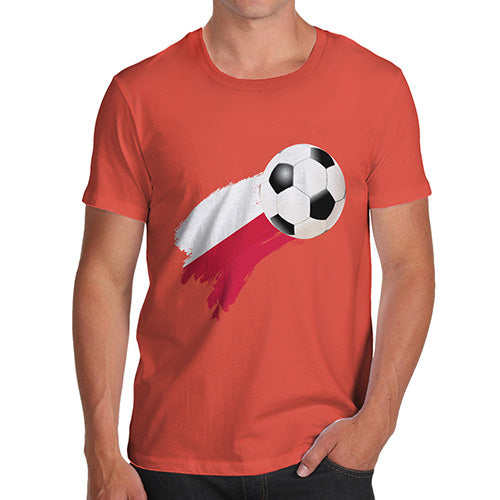 Mens Novelty T Shirt Christmas Poland Football Soccer Flag Paint Splat Men's T-Shirt Large Orange