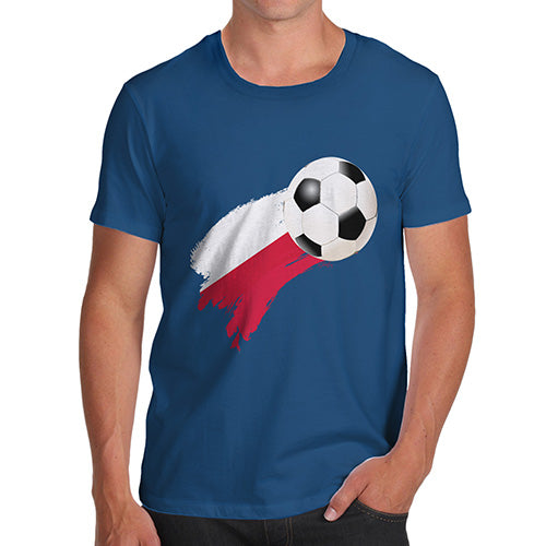 Funny T-Shirts For Guys Poland Football Soccer Flag Paint Splat Men's T-Shirt Small Royal Blue