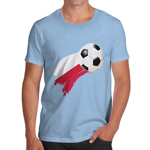 Novelty Tshirts Men Funny Poland Football Soccer Flag Paint Splat Men's T-Shirt Small Sky Blue