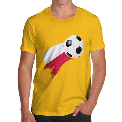 Novelty Tshirts Men Funny Poland Football Soccer Flag Paint Splat Men's T-Shirt X-Large Yellow