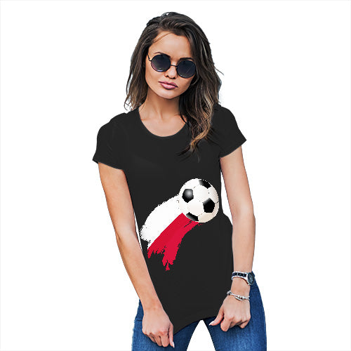 Funny Shirts For Women Poland Football Soccer Flag Paint Splat Women's T-Shirt X-Large Black