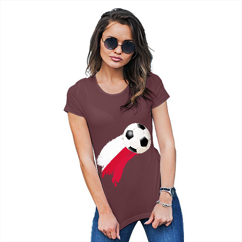 Funny T-Shirts For Women Poland Football Soccer Flag Paint Splat Women's T-Shirt Medium Burgundy