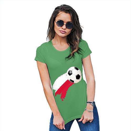 Womens Funny T Shirts Poland Football Soccer Flag Paint Splat Women's T-Shirt X-Large Green