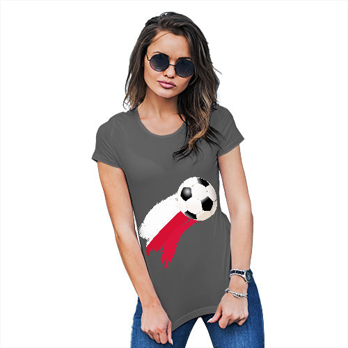 Funny T Shirts For Women Poland Football Soccer Flag Paint Splat Women's T-Shirt Small Dark Grey