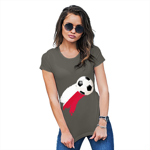 Novelty Gifts For Women Poland Football Soccer Flag Paint Splat Women's T-Shirt X-Large Khaki